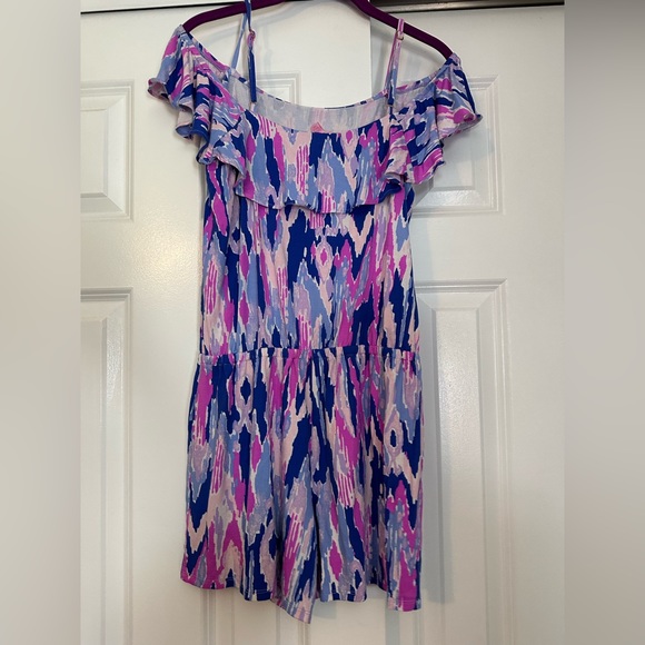 LILLY PULITZER Klea Off Shoulder Flounce Romper Amethyst One Too Many Sz S- EUC - Picture 3 of 6